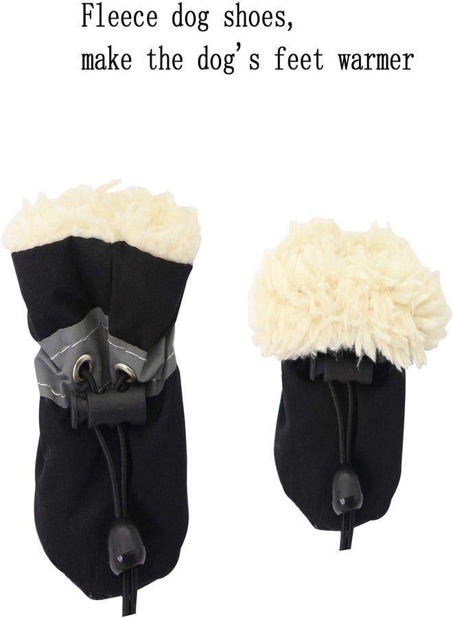 YAODHAOD Dog Shoes for Winter, Dog Boots & Paw Protectors, Fleece Warm Snow Booties for Puppy with Reflective Strip Anti-Slip Rubber Sole for Small Medium Size Dogs, Size 5: 1.9"x1.5" (L*W), Black - Image 2